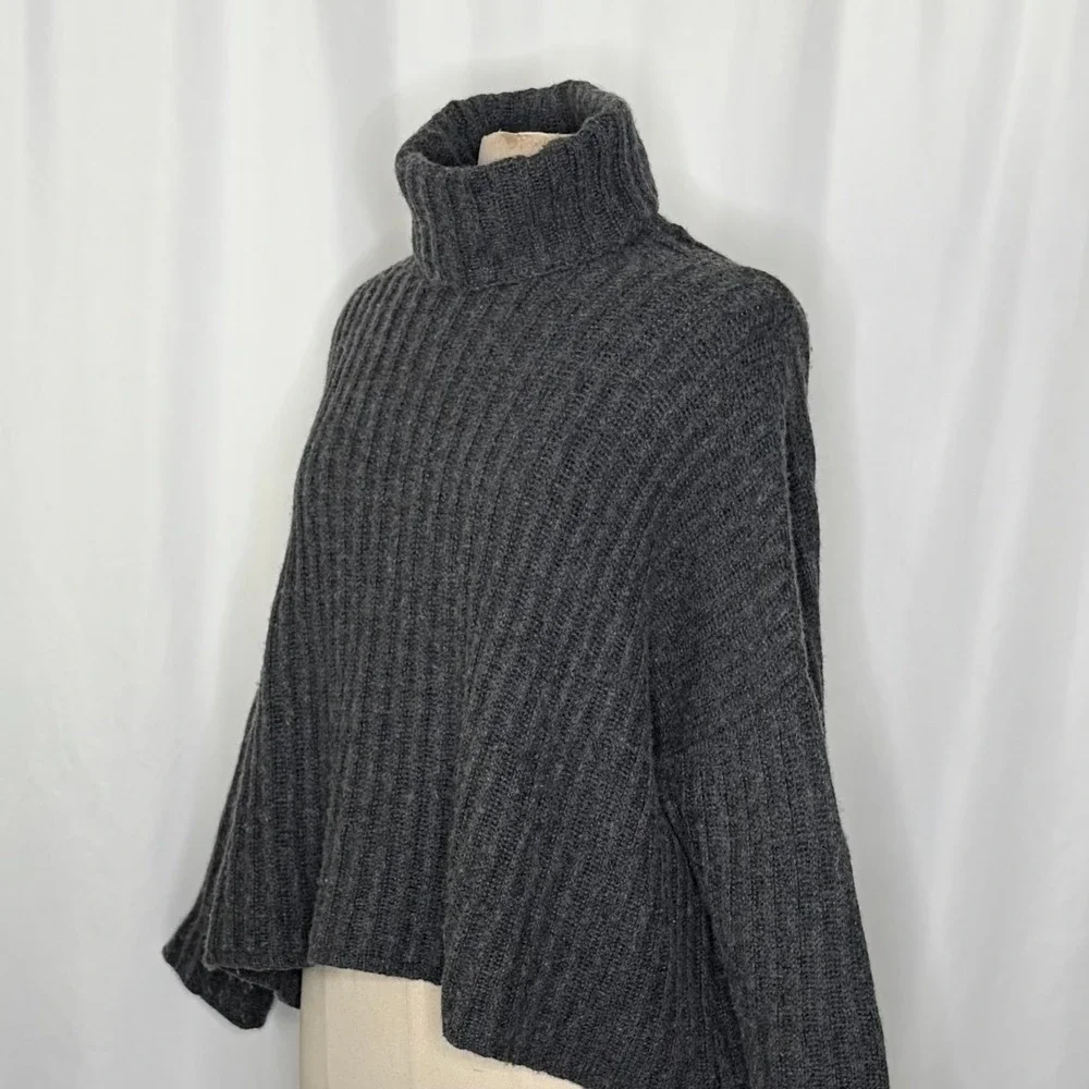 7115 BY SZEKI Dark Grey Turtleneck Sweater Merino Wool Boxy Oversized Small‎ - Picture 7 of 14